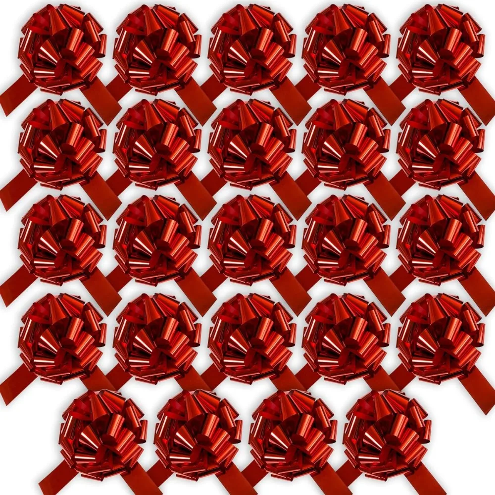 

Large Gift Bow 18" Metallic Giant Bow for Christmas Gift Instabow Big Bow (24 Bows, Red)