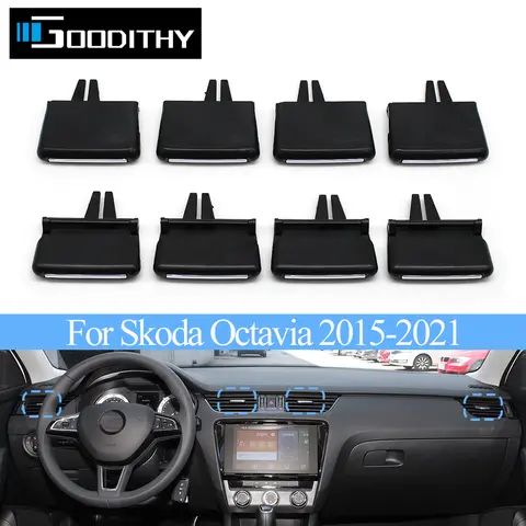 Car Front Left Right Middle Air Conditionner AC Vent Grille Outlet Tab Clip Slider For Skoda Octavia 3 MK3 A7 RS Combi 2015-2021