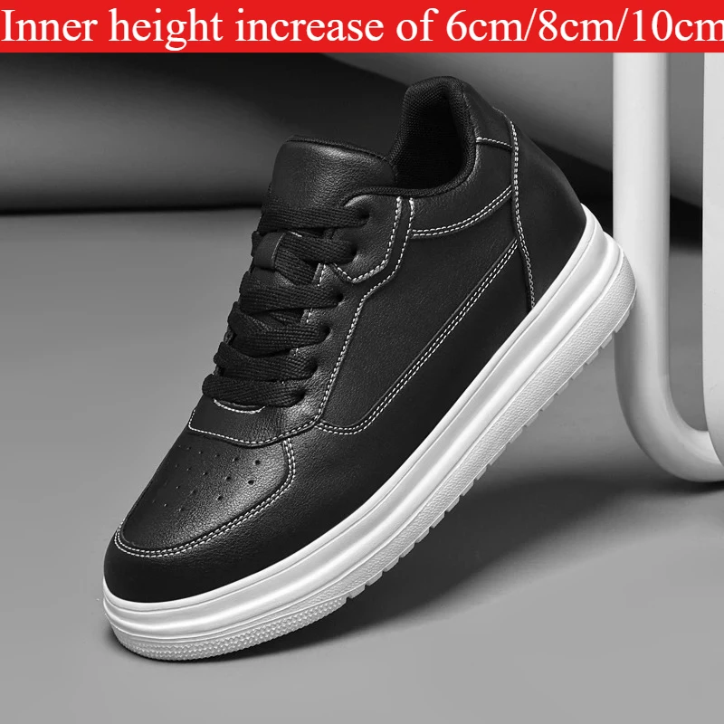 

New Invisible Height-increasing Shoes for Men, 6CM-8CM-10CM Sports Shoes,White Leather Sports Shoes for Men,Enlarged Sizes 36-46