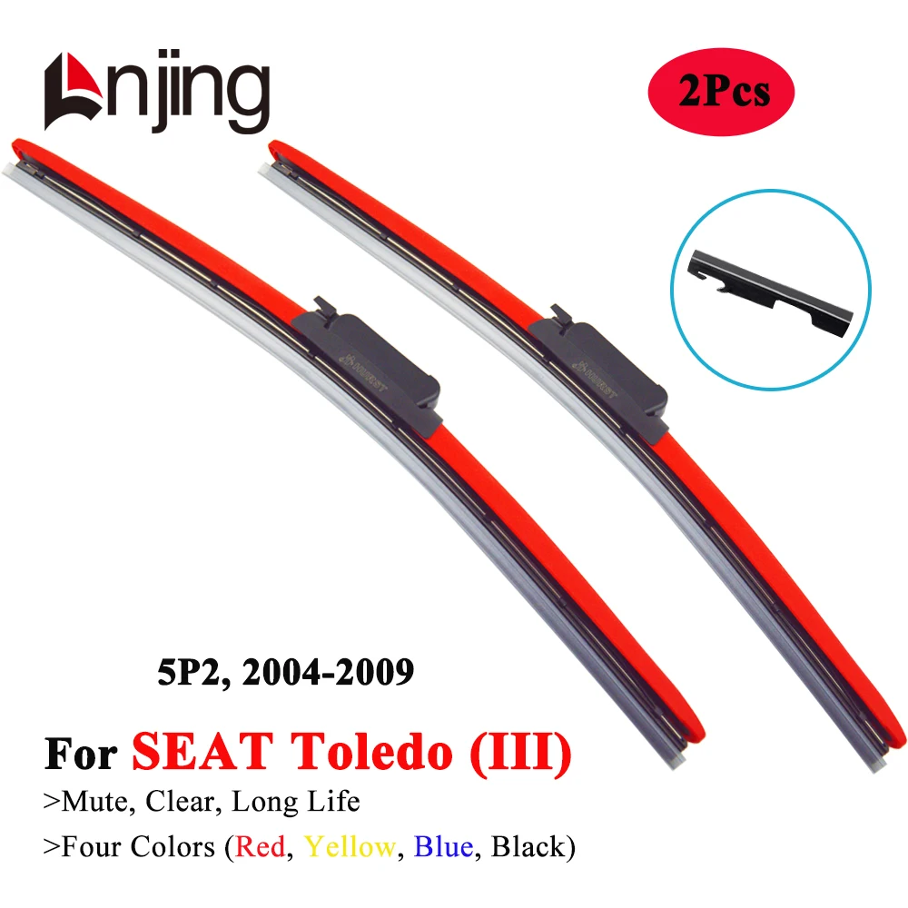 

LNJING Colorful Windshield Wiper Blades For SEAT Toledo 3 5P2 MPV 2005 2005 2006 2007 2008 2009 Car Exterior Luxury Accessories