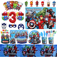 Disney Avengers Party Supplies Tableware Plates Cups Napkin SuperHero Birthday Party Decorations Aluminum Film Balloon Backdrop