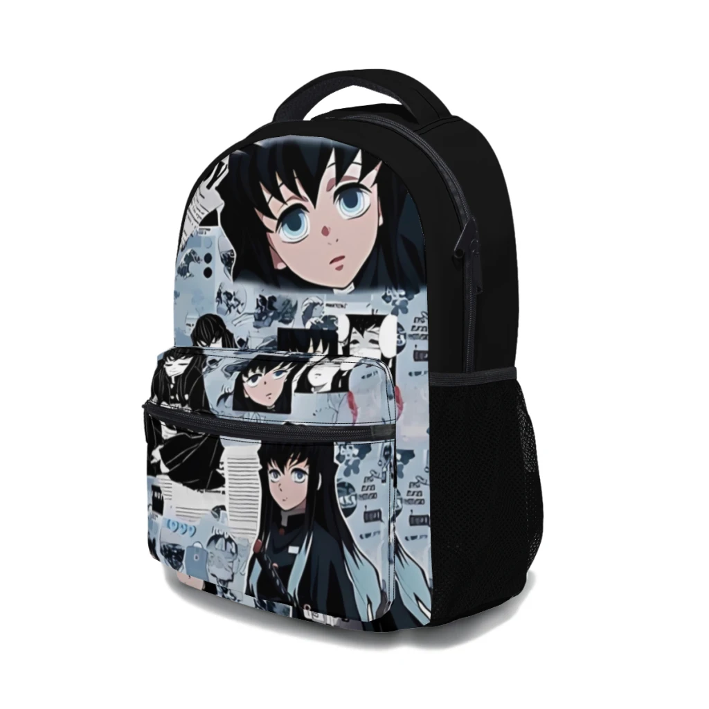 Mochila escolar Muichiro Tokitou para niños, mochila de estudiante de gran capacidad, mochila de estudiante de secundaria de dibujos animados, 17 pulgadas