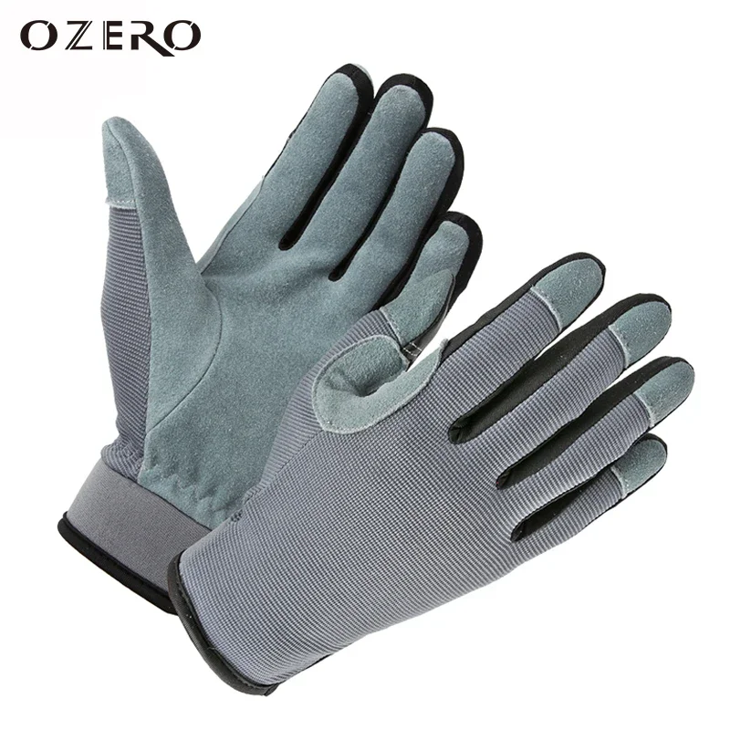 

OZERO Gardening Work Gloves Women Deerskin Leather Touch Screen Garden Outdoor Sports Cycling Driving Breathable Fitness Gloves