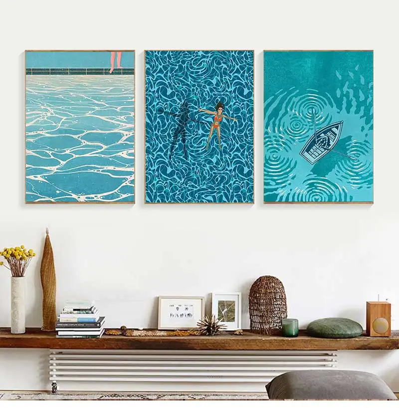 Abstract Scandinavian Wall Art Prins Swimming Pool HD Canvas Oil Painting Poster Print Home Bedroom Living Room Decoration