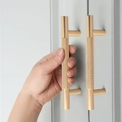 KK&FING Round Rod Knurled Carved Aluminum Alloy Drawer Handles Cupboard Wardrobe Door Pulls Furniture Cabinet Door Hardware