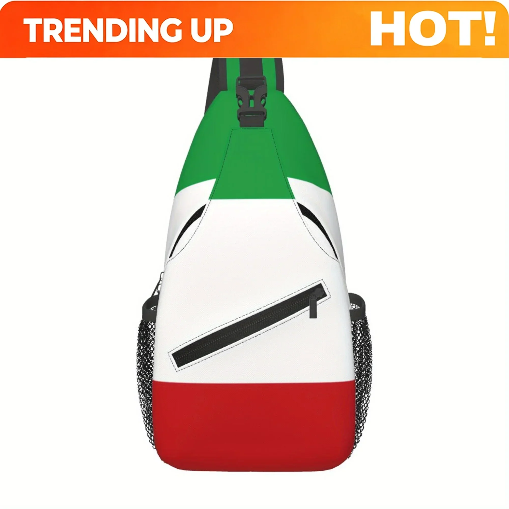 Custom Italian Elegant And Beautiful Flag Men'S Crossbody Bag, Fashionable Durable Chest Pack With Safety Zipper, Suitable
