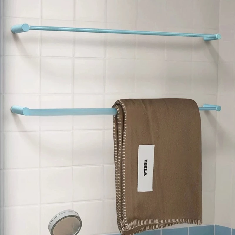Wall Hanging Towel Bar Metal 60CM Towels Storage Rack Kitchen Bathroom Bath Towel Robe Organizer Stand Simple Bathroom Accessory