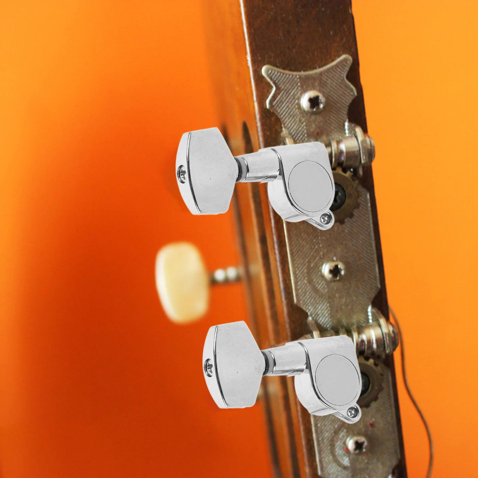 

6Pcs Acoustic Guitar Locking Tuners Full Closed Tuning Keys Large Handle Accurate Clear Sound Black Guitar Tuning Machines