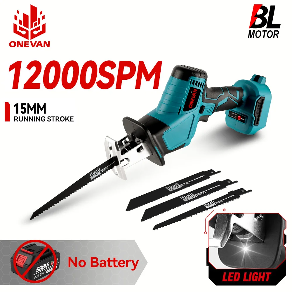 

ONEVAN 3600 Вт Бесщеточная электрическая сабельная пила 12000 Вт Аккумуляторные инструменты для резки труб/дерева Домашняя пила «сделай сам» для аккумуляторного штифта Makita