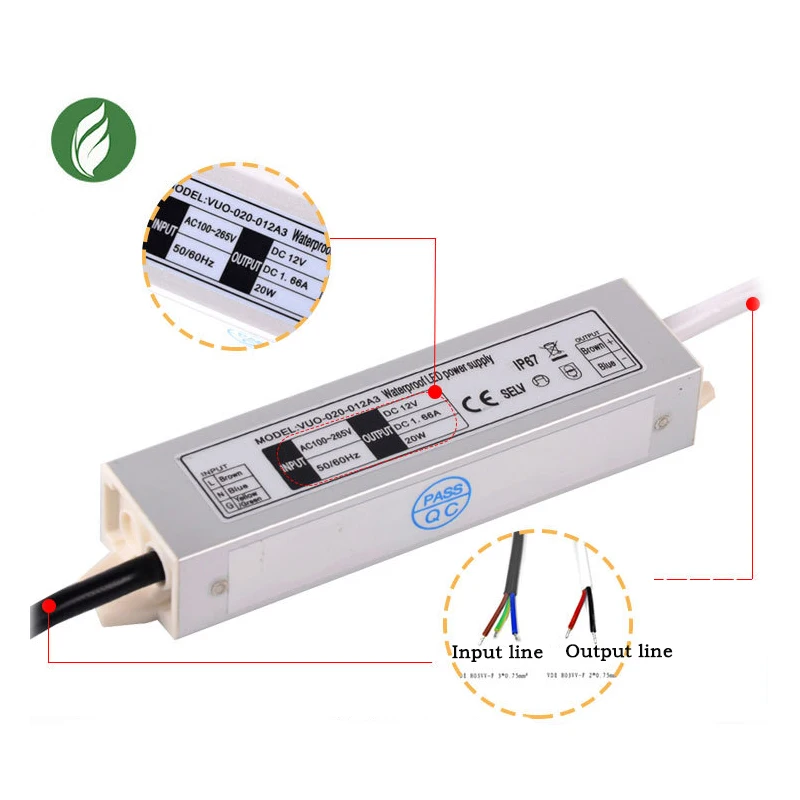 DC12V LED IP67 Driver Power Supply 220V Switching LED Driver Lighting Transformer 12W 20W 30W 36W 45W 60W For LED Light