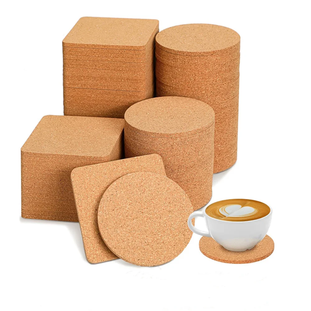 Cork Coaster Square Circular Anti Slip Kitchen Water Absorbing Mat Heat-insulating Wooden Insulated Dining Table Mat