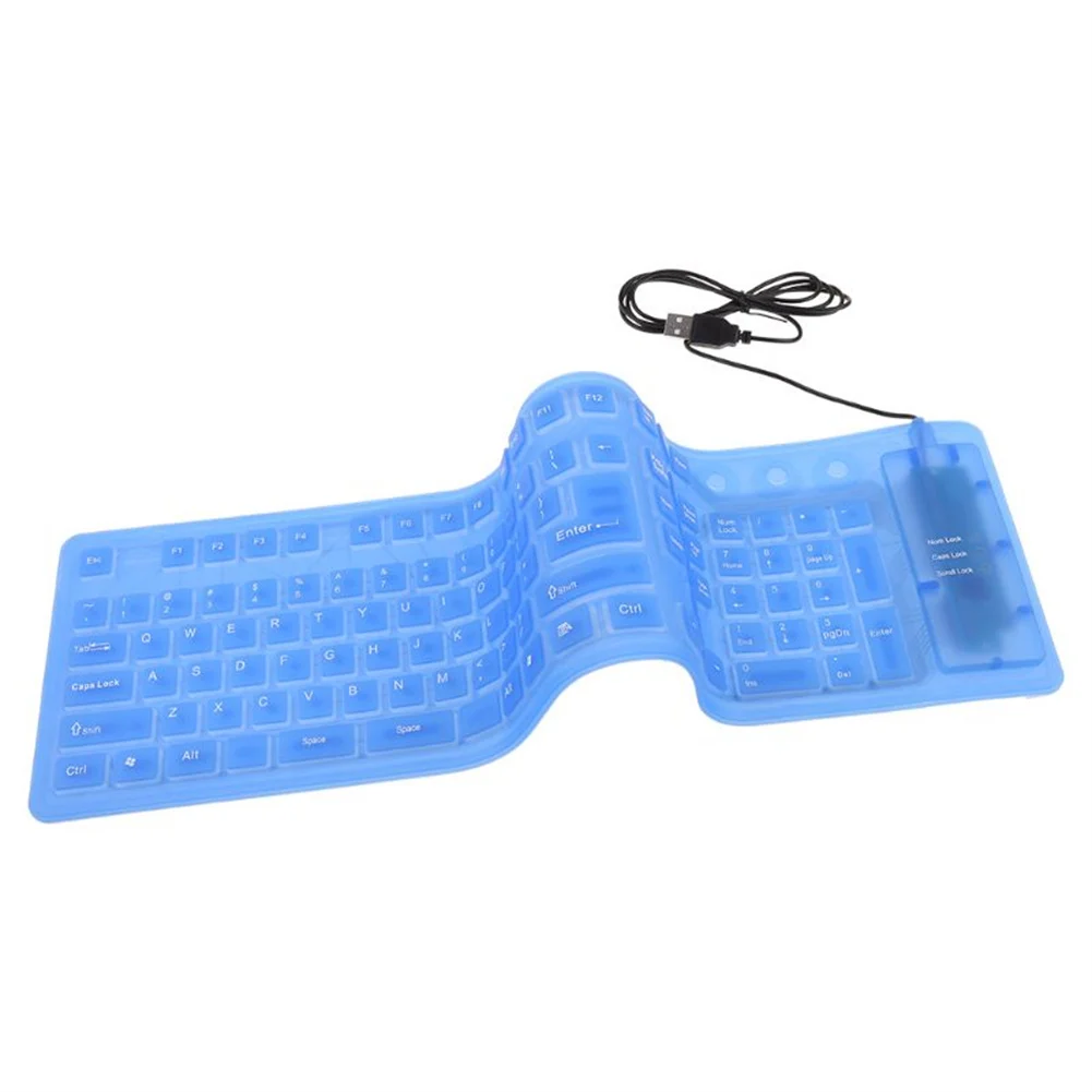 109-key Usb Silicone Soft Keyboard Waterproof Wire Control Portable Flexible Foldable Keyboard Compatible For Windows Vista