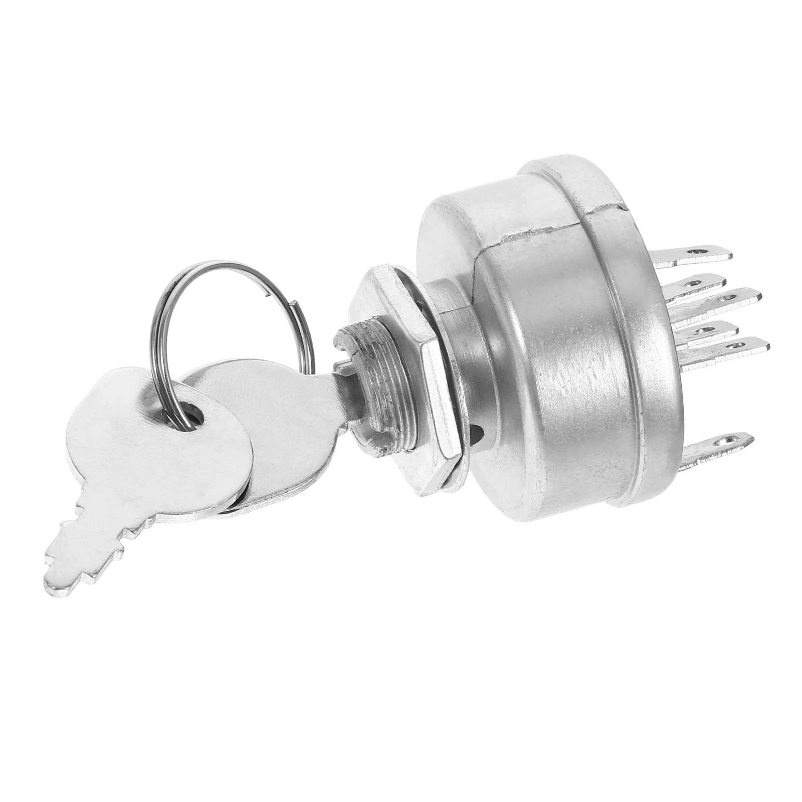 

Lawn Mower Ignition Switch Starter Replacement Silver Key Operated Durable Tractor Vehicle Compatibility Gardening Tools