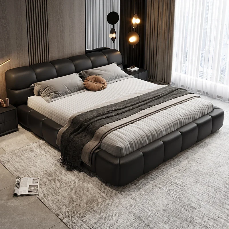 

Aesthetics Minimalist Bed Cream Light Luxury Confortable Create Wedding Bed High End Modern Nordic Twin Muebles Home Furniture