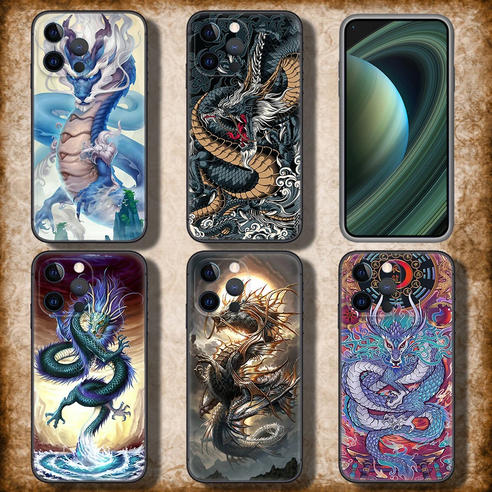 20HD Dragon vintage mystic pattern Miękkie silikonowe etui na iPhone 15 14 Plus 13 12 11 X XS XR Pro Max Mini 8 7 Plus