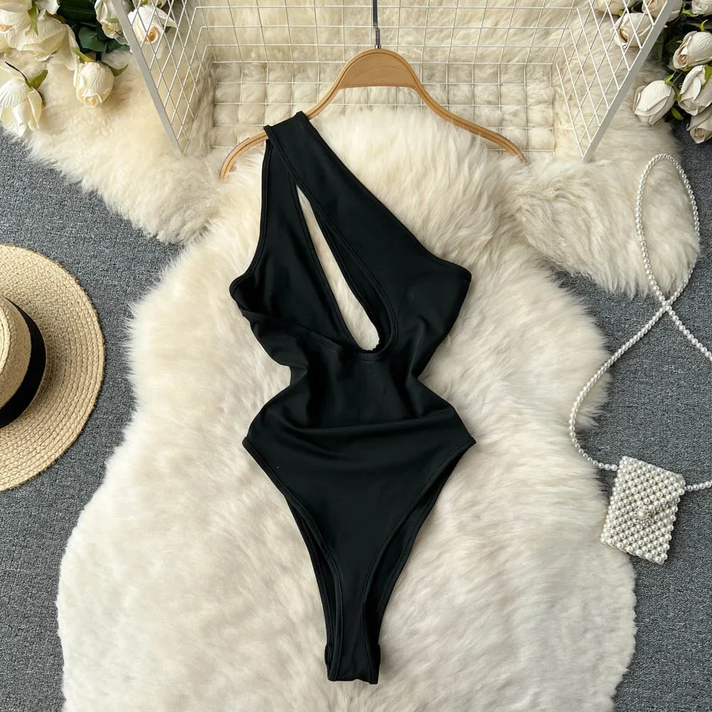 Hotsweet أنيقة الجوف خارج واحد الكتف شيك داخلية قطري الرقبة أعلى مثير الشارع الشهير شارع العليا الخريف الشتاء بذلة #2