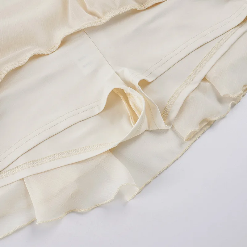 2026 Summer INS Cream Style Women Chiffon Cake Skirt Multi Layer Ruffled Low Waist Mini Skirt