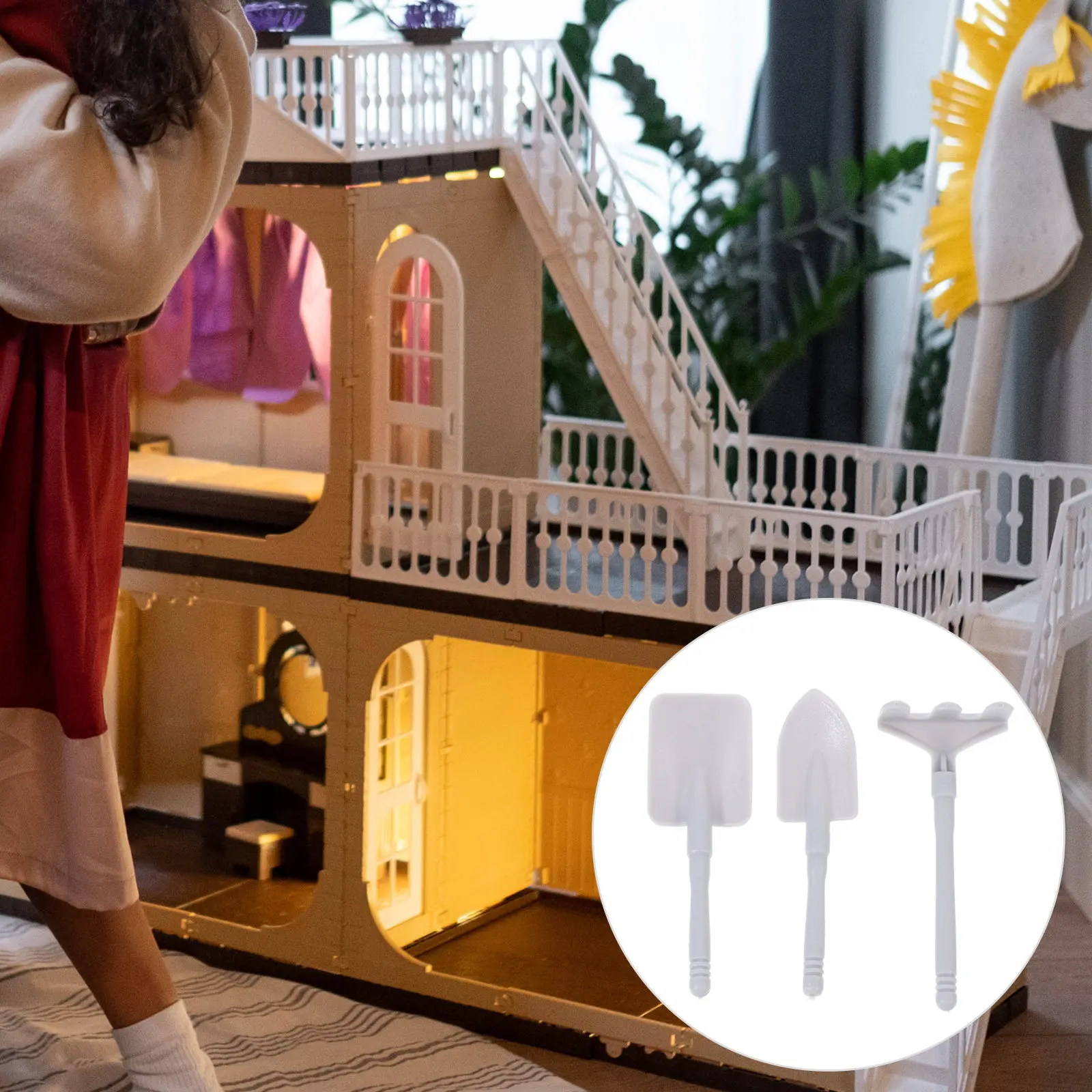 

60 шт. миниатюрных садовых и пляжных лопаток и грабель для декора дома, реквизит для сцен, креативные украшения для детей, аксессуары для фотосессий, модели мини-инструментов для фермы