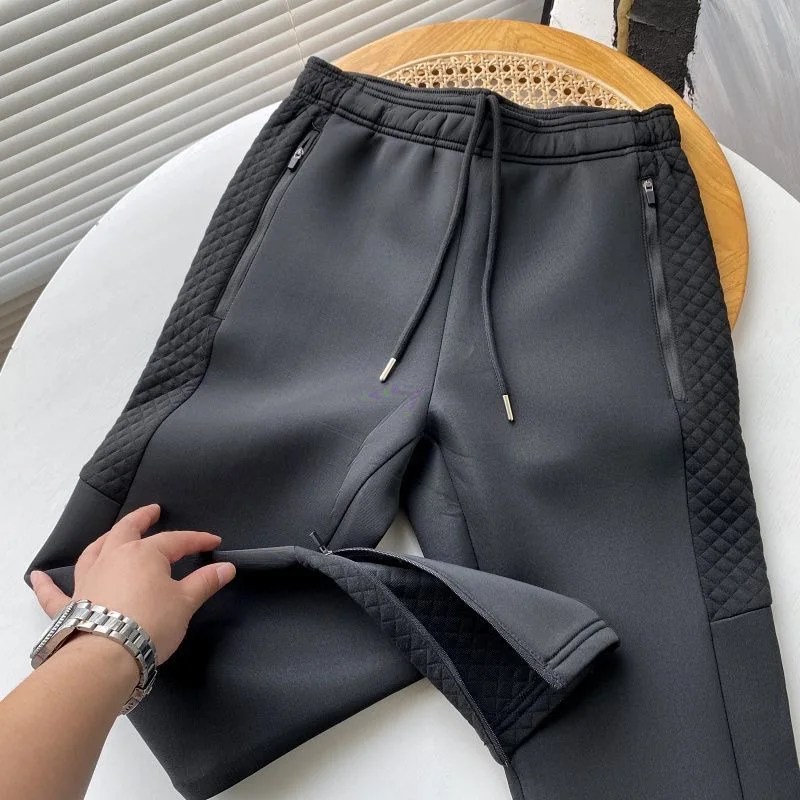 winter high quality men pants Blended air layer fabric Men\'s trousers Fall 2023 Cuff Zip Casual Sport Sweatpants