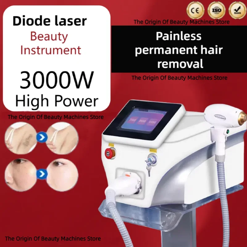 

Портативный 3-волновой диодный лазер для удаления волос 808 755 1064 нм 3000 Вт, высокая мощность, постоянный лед, титан, безболезненный