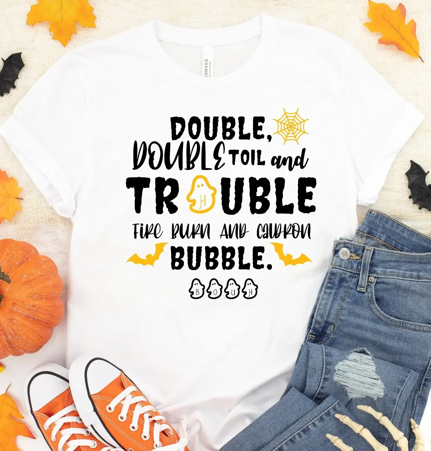 Double Toil and Trouble Halloween T Shirt Shakespeare Machbeth Withs
