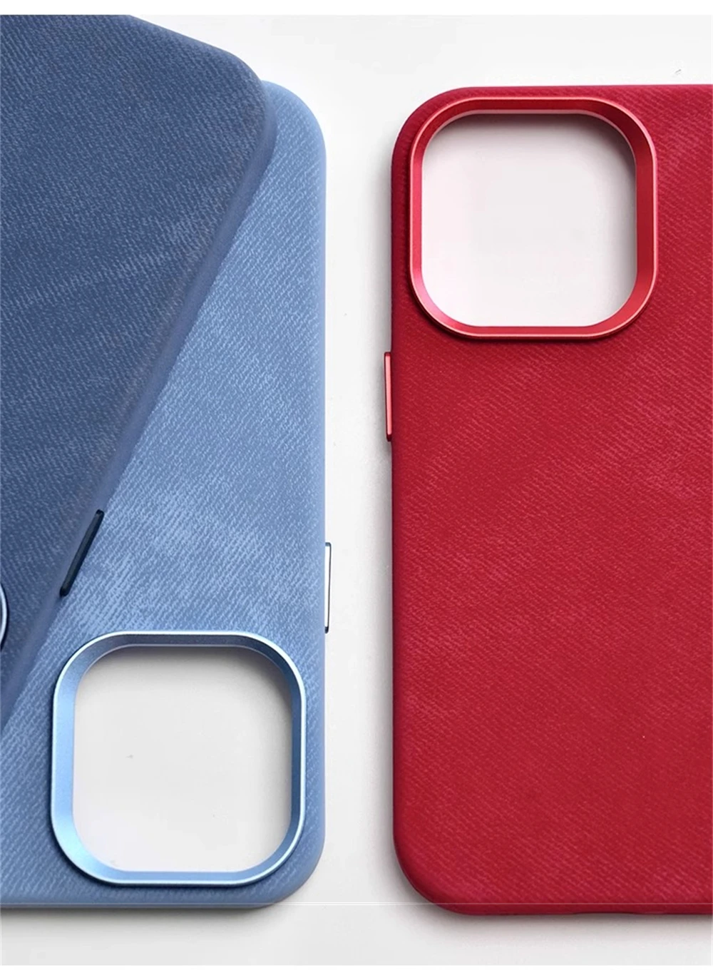 Luxuriöse stoßfeste magnetische Faser-Lederhülle für iPhone 18 17 16 Pro Max 15 14 Plus 13 12 für MagSafe kabelloses Laden. – Detail 3