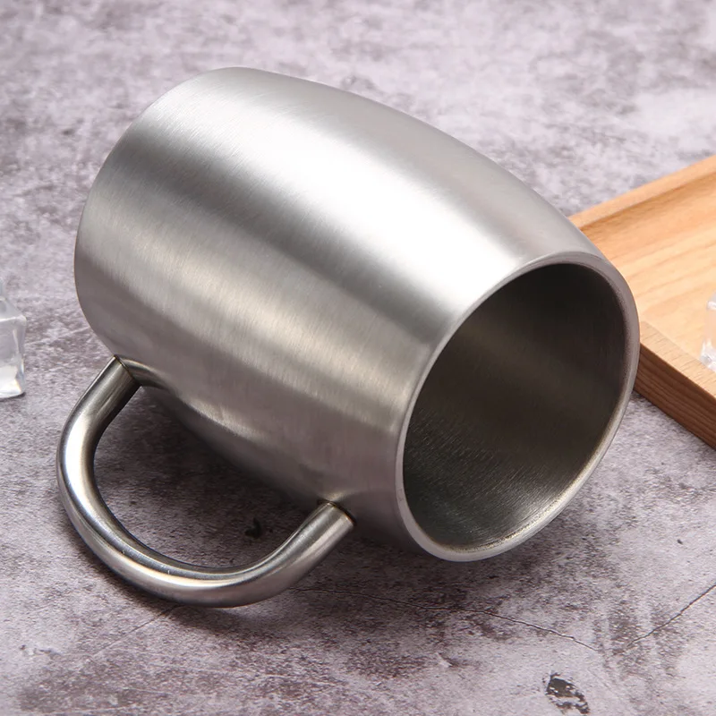 420ml Stainless Steel Coffee Beer Cup Mug for Office Tea Milk Water Thermal Cups with Anti-scald Handle Travel Drinkware Tools