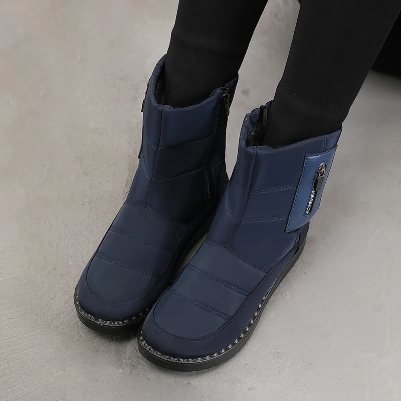 Rimocy Non-Slip Waterproof Snow Boots for Women 2024 Winter Warm Cotton-Padded Shoes Woman Platform Thicked Plush Ankle Boots image 3