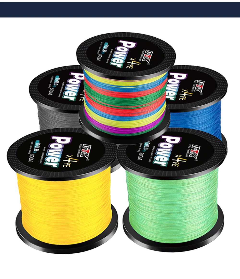 FTK 4-Strang Geflochtene Angelschnur 300mm 500m PE Multifilament Mehrfarbige Schnur Superstark Fischschnur Salzwasser-Angelschnur – Detail 13