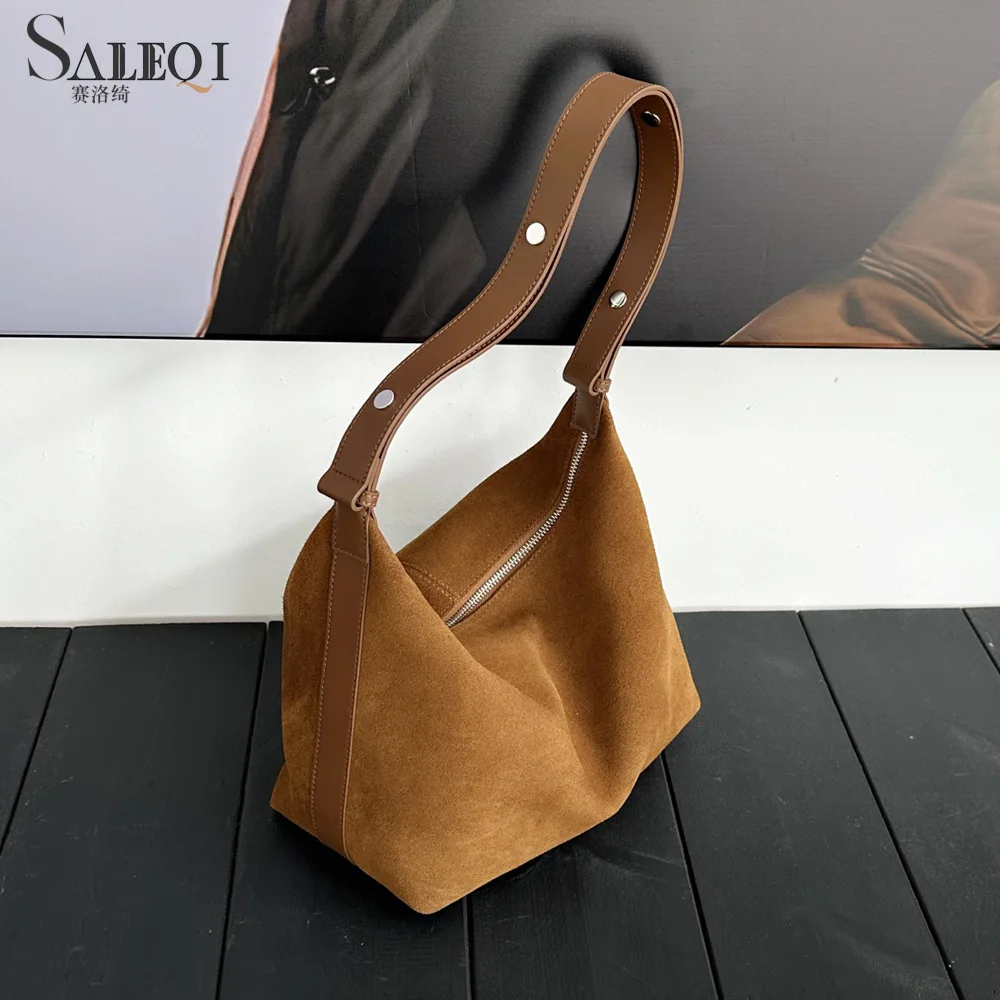 

Genuine Grade Suede Leather Ladeis Shoulder Crossbody Leopard Print Bags Luxury Designer Brand Women's Tote Handbag for Woman