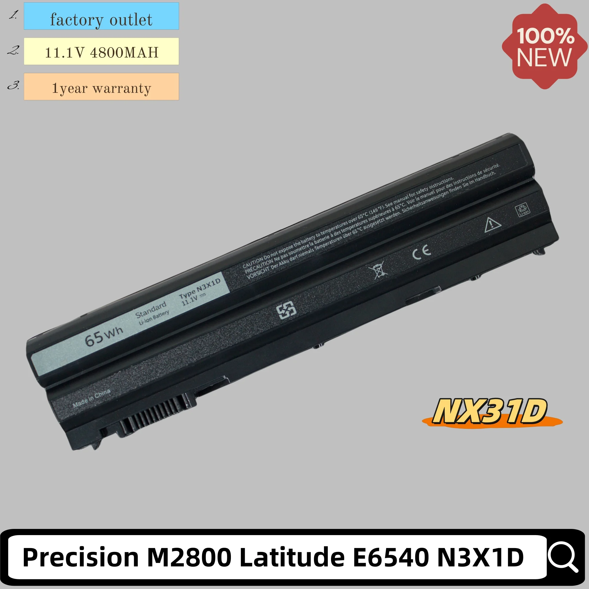 Nueva batería de repuesto para ordenador portátil N3X1D para DELL Latitude E5420 E5430 E5520 E5530 E6430 E6520 E5430 E5530