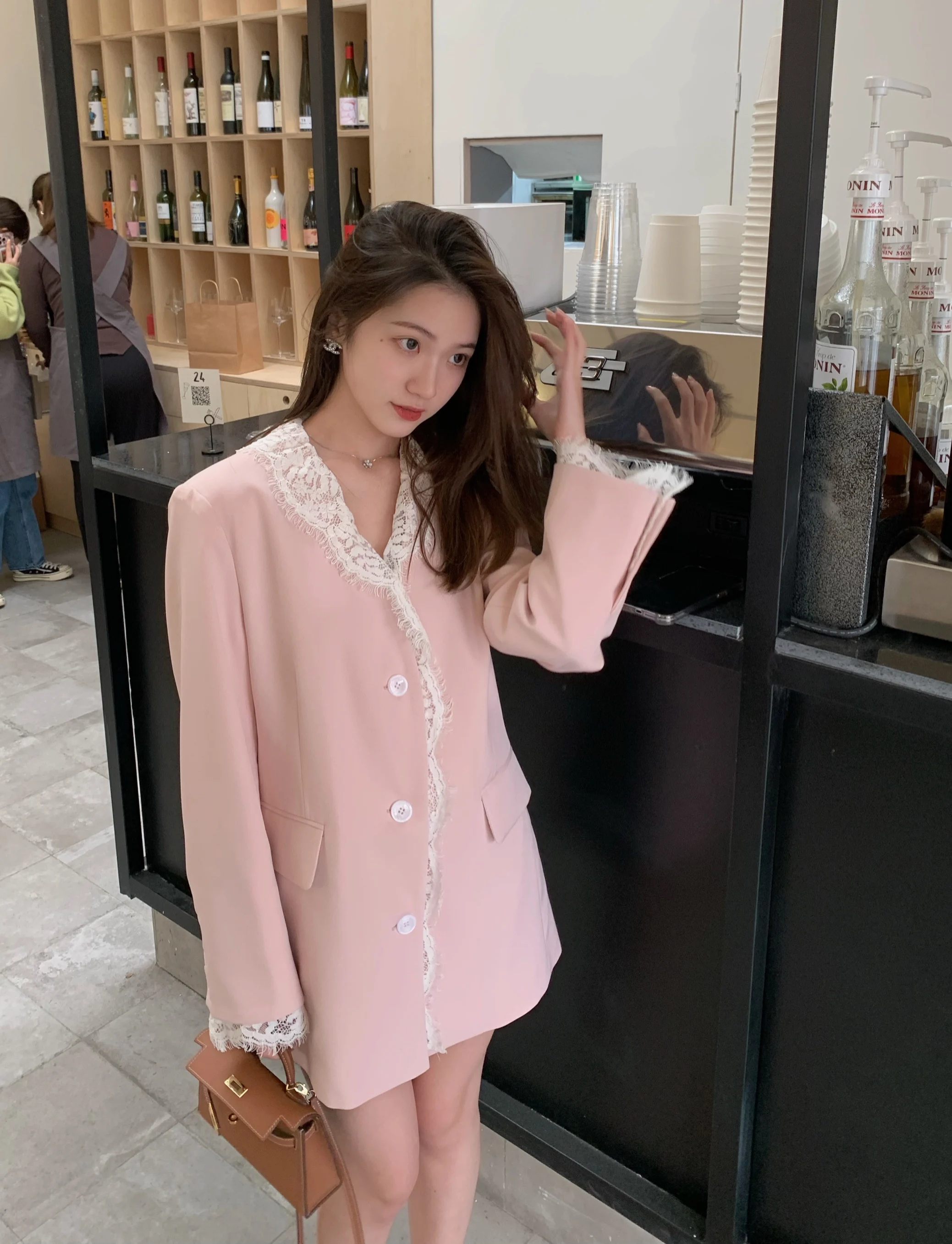 

Костюм JAM Gentle arp Student, цвет вишневый, с кружевными вставками, осенний дизайн, женский костюм Dr. Sensation