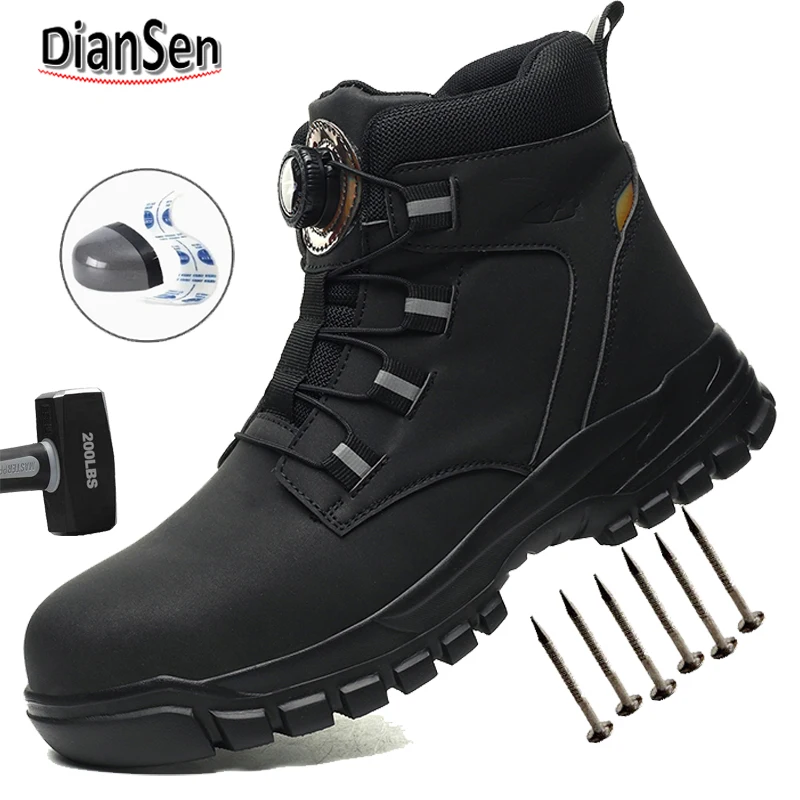 

Водонепроницаемые защитные ботинки, мужские рабочие ботинки с неразрушимым стальным носком, устойчивая к ударам защитная обувь, байкерская обувь Botas Para Hombre