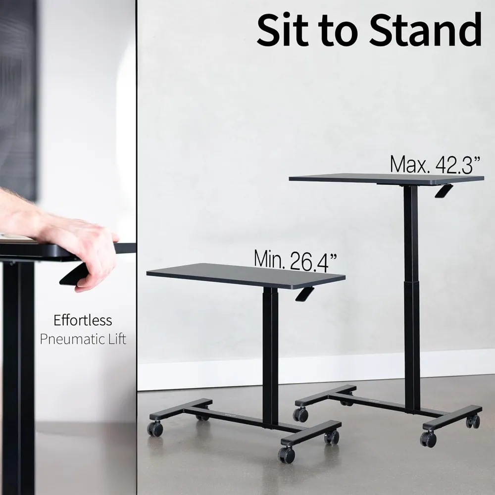 32 x 16 inch over-couch laptoptafel, in hoogte verstelbaar nachtkastje voor fauteuil, zwart, CART-V02L