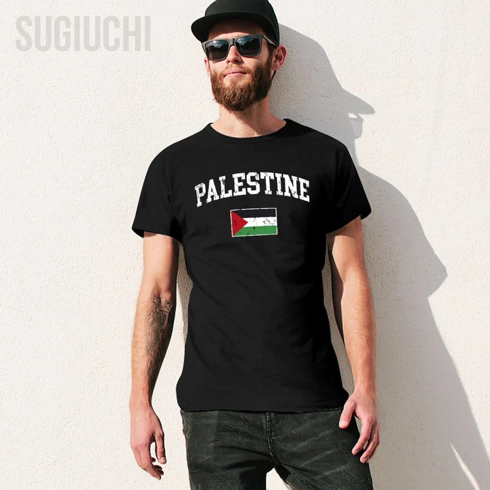 Unisex Men Retro Palestine Flag Vintage Palestinian Flag Palestinian Tshirt Tees T Shirts Women Boys 100% Cotton T-Shirt