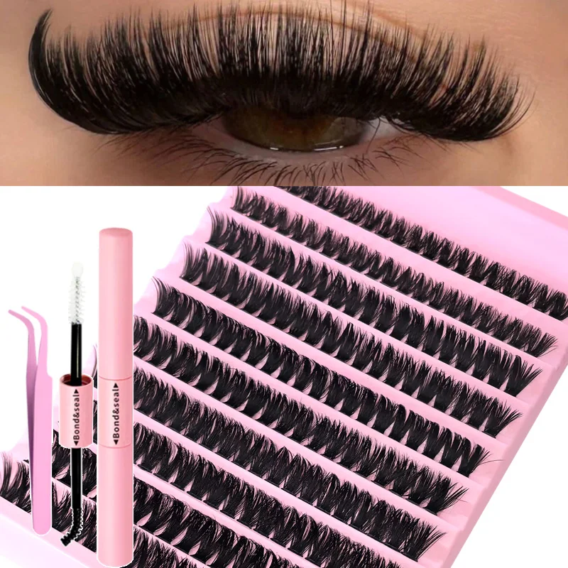 DIY wimperverlengingsset Individuele wimpercluster Mix wimperclusters met wimperbinding en afdichting en wimperaccessoires - afbeelding 1