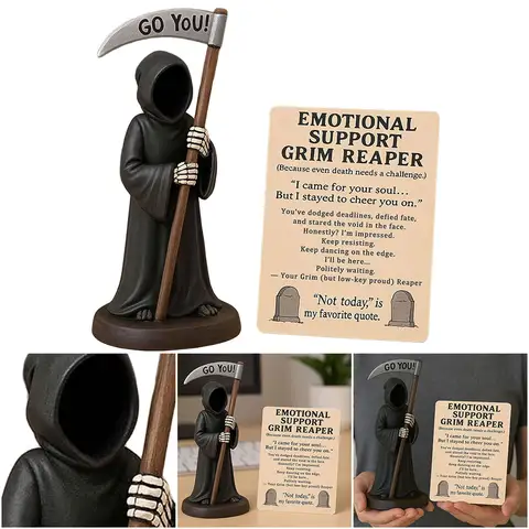 1-2PCS Death Statue Standing Sickle Reaper Resin Rrafts Statue Santa Muerte Figurine Grim Reaper Holding Scythe Halloween Decor