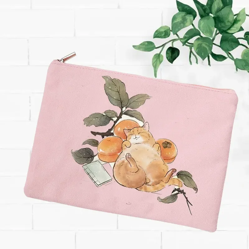 Kawaii Kitty Print Lipstick Opslag Leraar Dag Gift Cosmetische Tas Vrouwen Canvas Leraar Handtas Rits Superpower Make Pouch