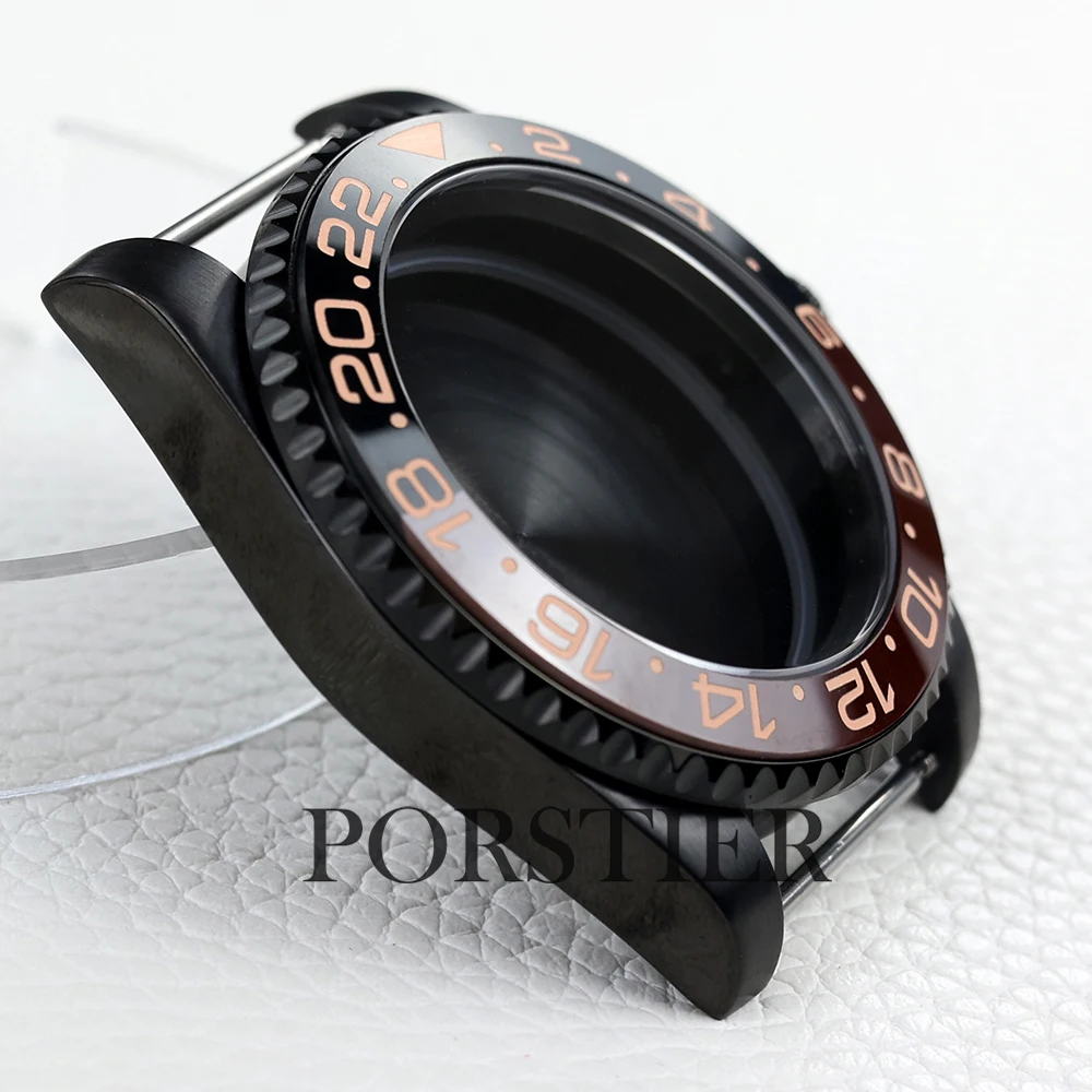 40mm NH35 Watch Case Black PVD for Yacht-master NH35 NH36 movement 28.5mm Dial Sapphire Glass Stainless steel SUB GMT Watch Case image 4