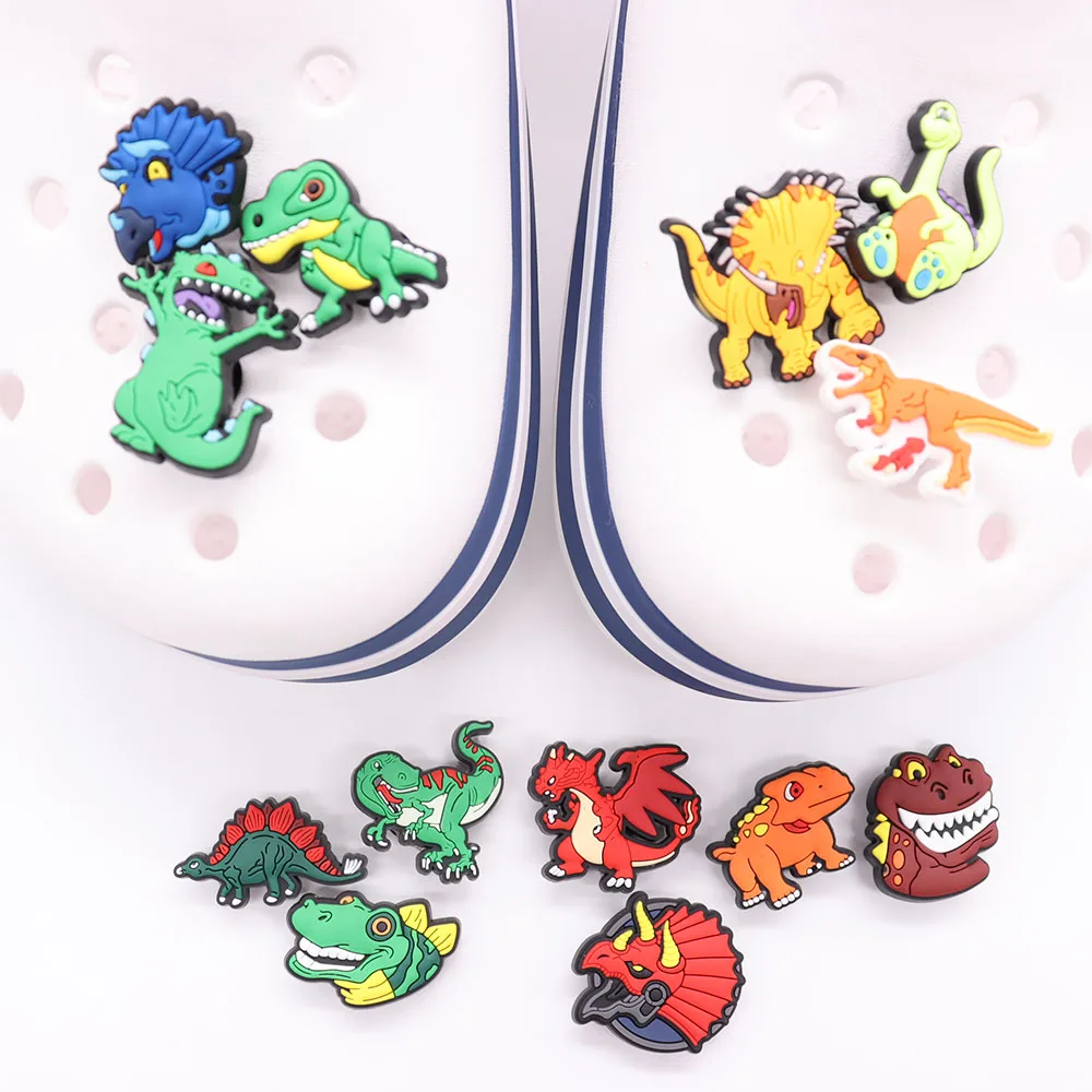 Single Sale 1pcs Animals Dinosaur PVC Shoe Charms Shoes Accessories Decorations for Wristbands Kids X-mas Gift