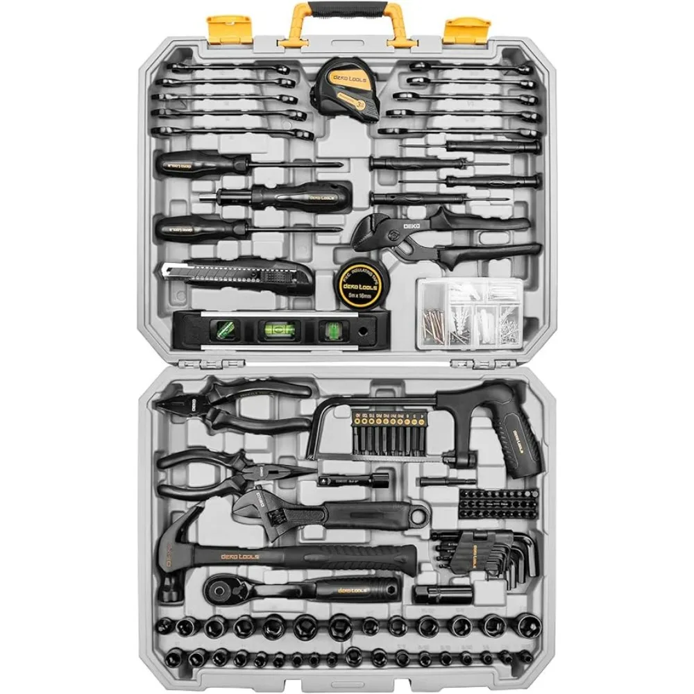 

218-Piece General Household Hand Tool Kit Toolbox for Mechanics Socket Set Tool Box Organizer With Portable Storage Case Tools