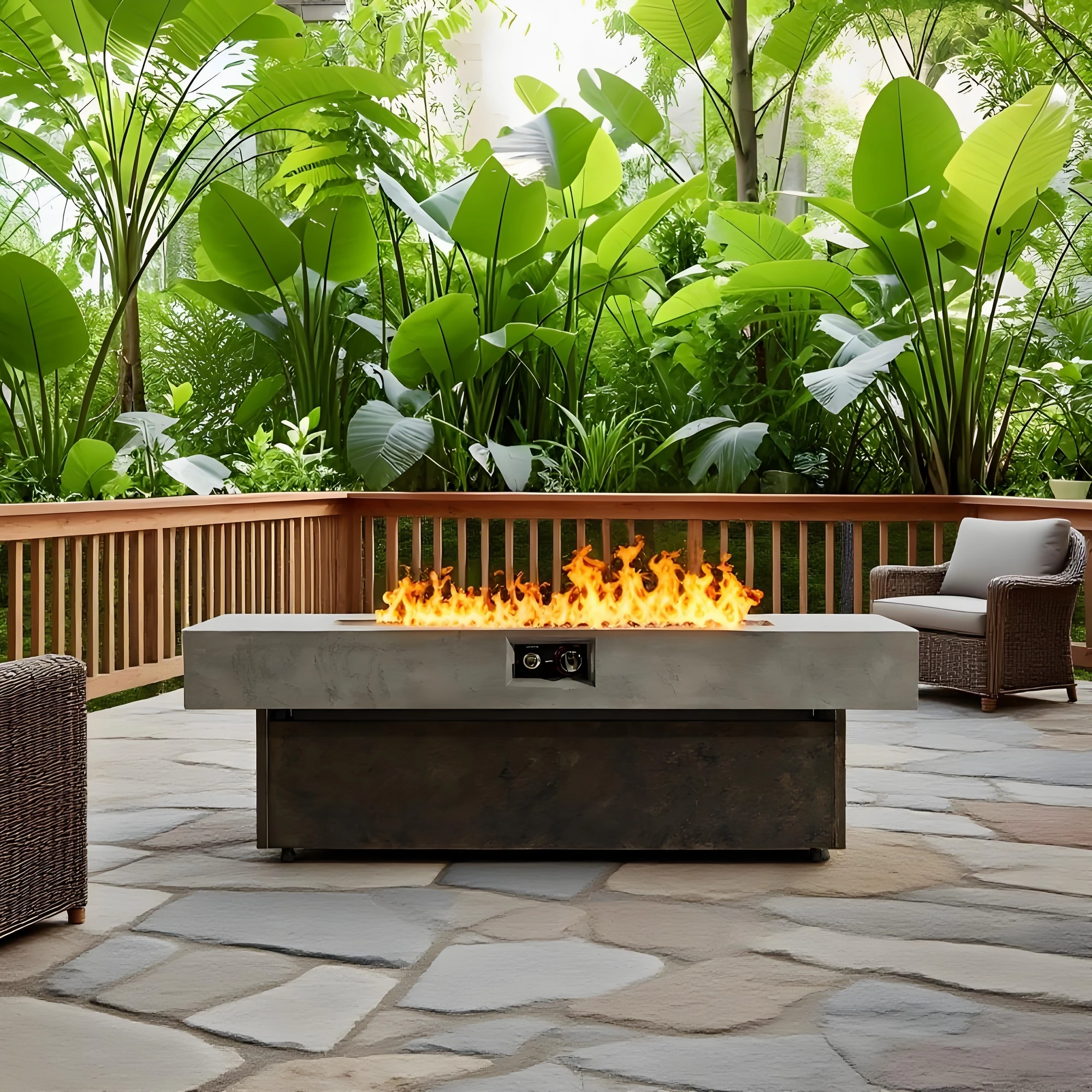 Tabletop Propane Fire Pits, 56 X 23 inch, 50,000 BTU Outdoor Firepit Table, Suitable for Outdoor, Patio, Balcony, Three Height Options