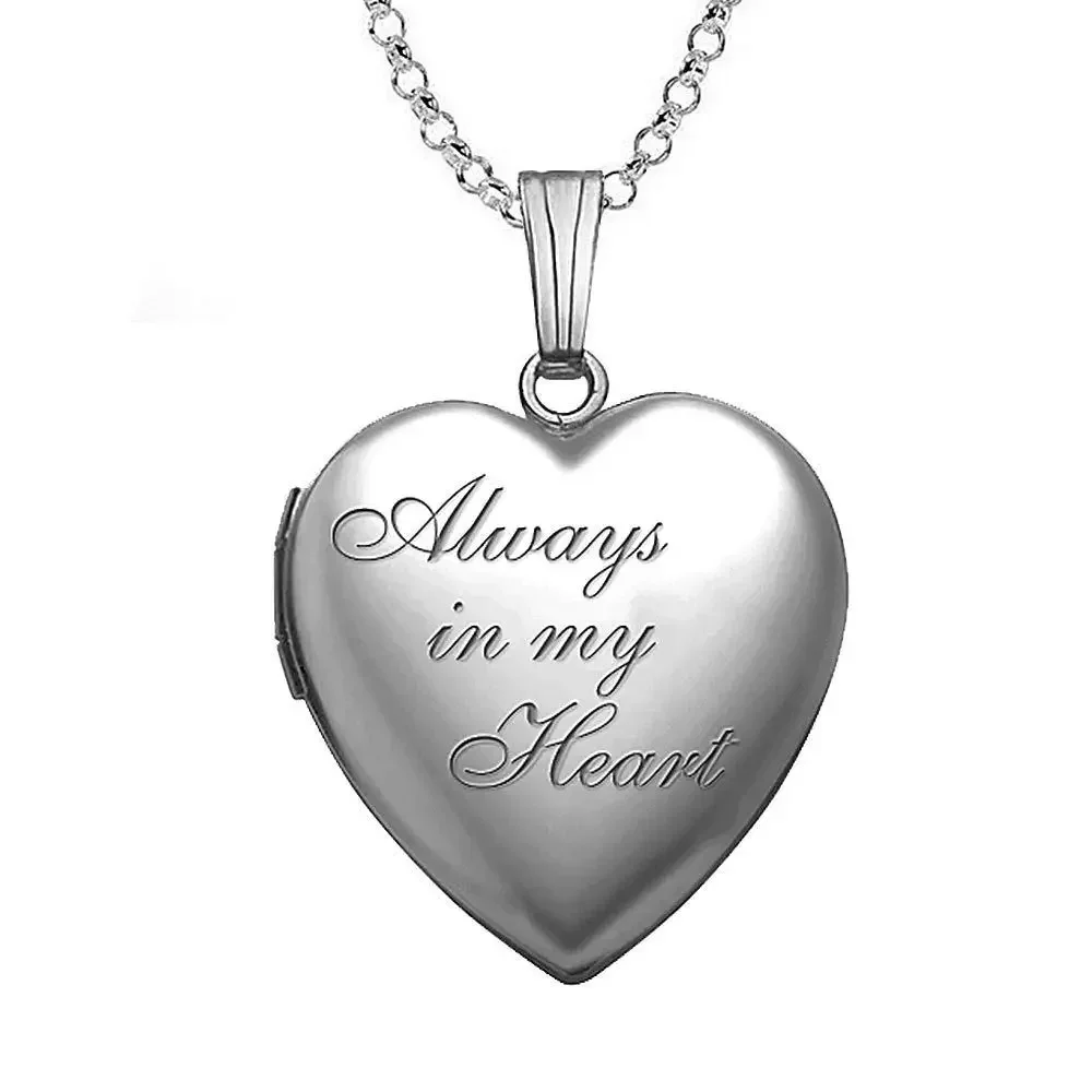 Fashion Heart Photo Pendant Necklace for Woman Always In My Love Necklaces Trendy Jewelry 20Inch Chain