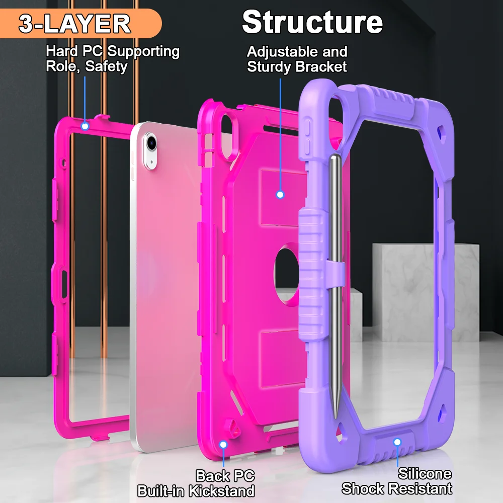 Rugged Case Universal For iPad A16 2025 11th 10.9 2022 10th Gen. A3354 A3355 A3356 A2757 A2777 A2696 Heavy Duty Kickstand Cover