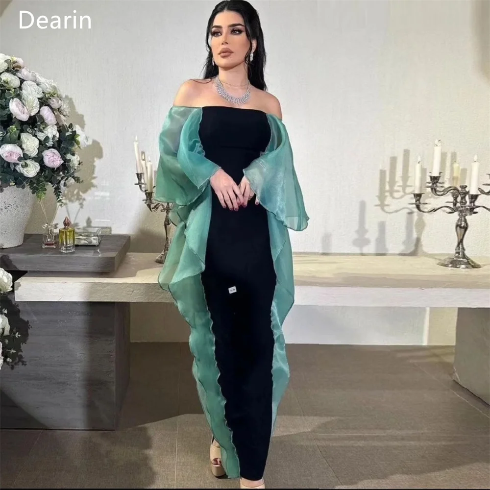 

Saudi Arabia Dearin Off-the-shoulder Column Ankle Length Skirts Tulle Contoured Bespoke Occasion Dresses Evening Gown Prom Forma