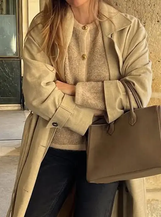 

Autumn New Solid Color Round Neck Single Breasted Slim Fit Small Fragrant Style Knitted Jacket for Women's Elegant Casual Jacket