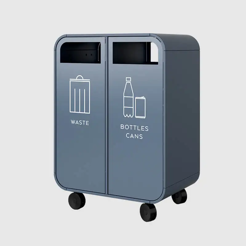 Recycle Compartment 3 Metal Waste Recycling Garbage Bins Ss Restaurant Indoor Public Storage 32 Gallon Dustbin Bin Trash Can