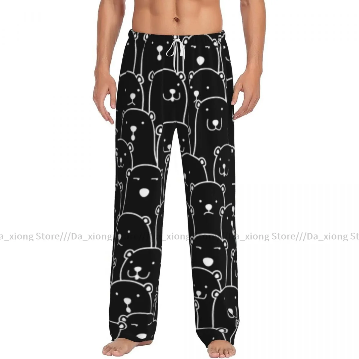 Men's Sleepwear Loose Sleep Pants Pajamas Polar Bear Pattern Long Lounge Bottoms Casual Homewear