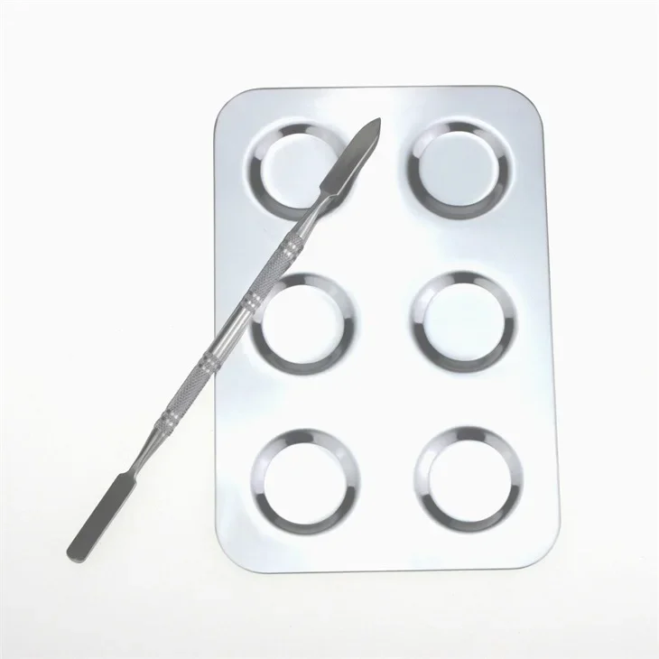 

Набор из 2 акриловых прозрачных палитр для смешивания акварели и масляных красок с лопаткой из нержавеющей стали, инструмент для маникюра и макияжа