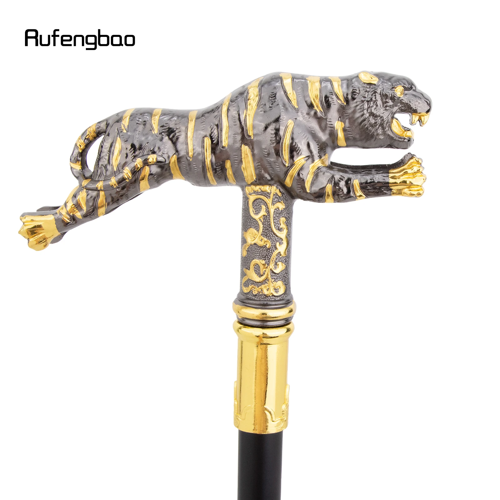 الذهبي الأسود النمر موضة عصا للمشي الزخرفية Cospaly قصب هالوين الصولجان العصا Crosier أداء المرحلة قصب 90 سنتيمتر #4